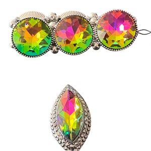 Paparazzi Powerhouse Hustle Bracelet & Jaw-Dropping Dazzle Ring Oil Spill Set